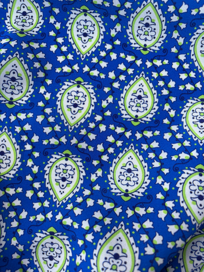 BART 041 cobalt/lime paisley style viscose print