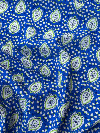 BART 041 cobalt/lime paisley style viscose print