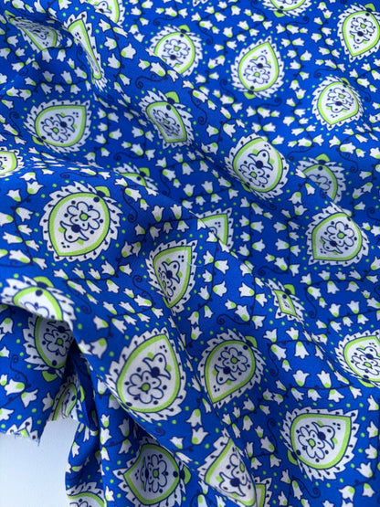 BART 041 cobalt/lime paisley style viscose print