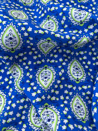 BART 041 cobalt/lime paisley style viscose print