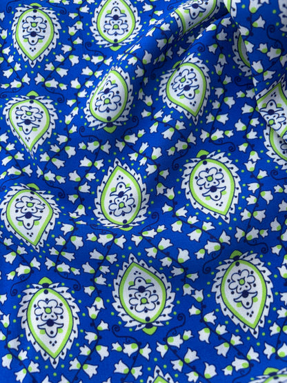 BART 041 cobalt/lime paisley style viscose print