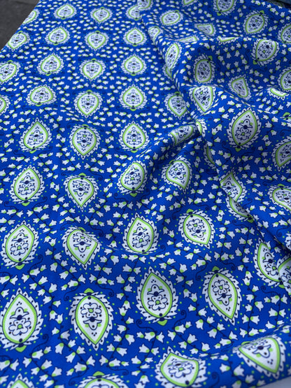 BART 041 cobalt/lime paisley style viscose print