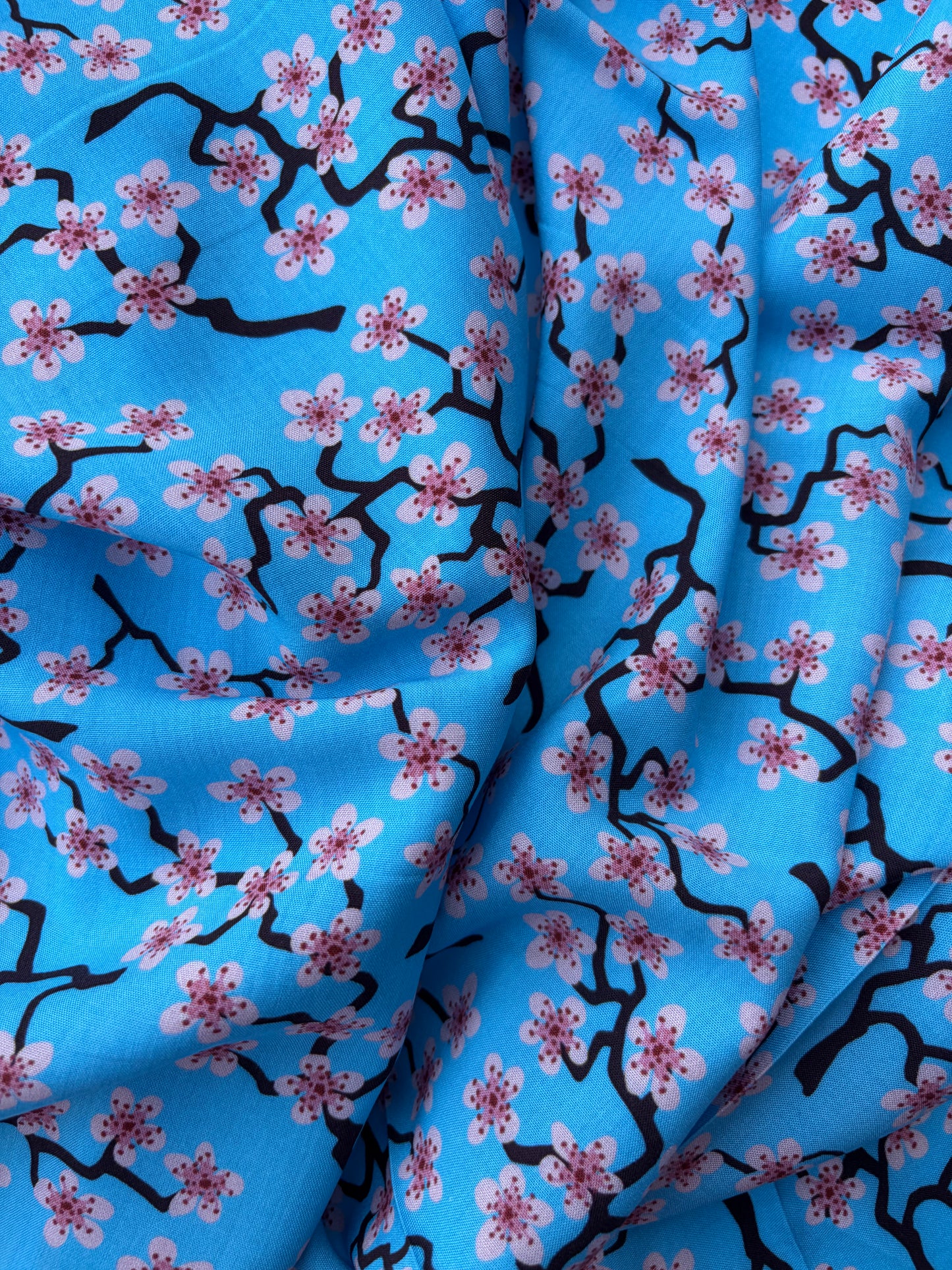 BART 042 blue/pink blossom viscose print