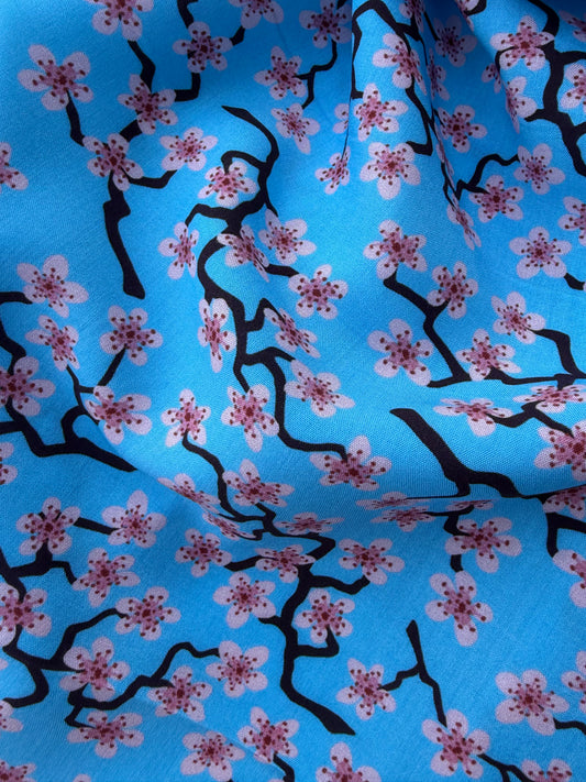 BART 042 blue/pink blossom viscose print