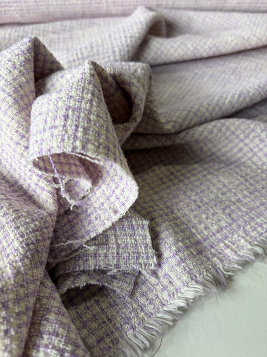STAN 024 cotton tweed Chanel style check lilac