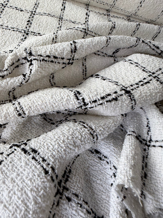 STAN 025 cotton tweed Chanel style check white/black