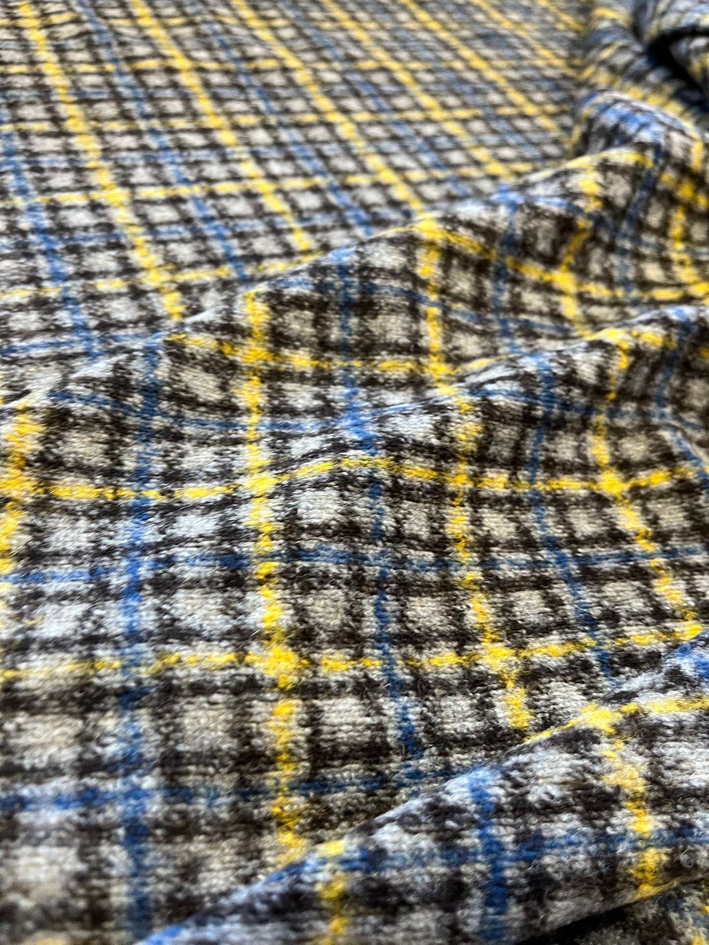 G02 Wool jersey check yellow/indigo