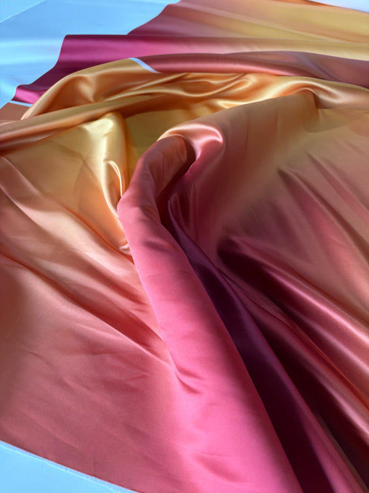 STAN 032 heavy satin with cotton sunrise print