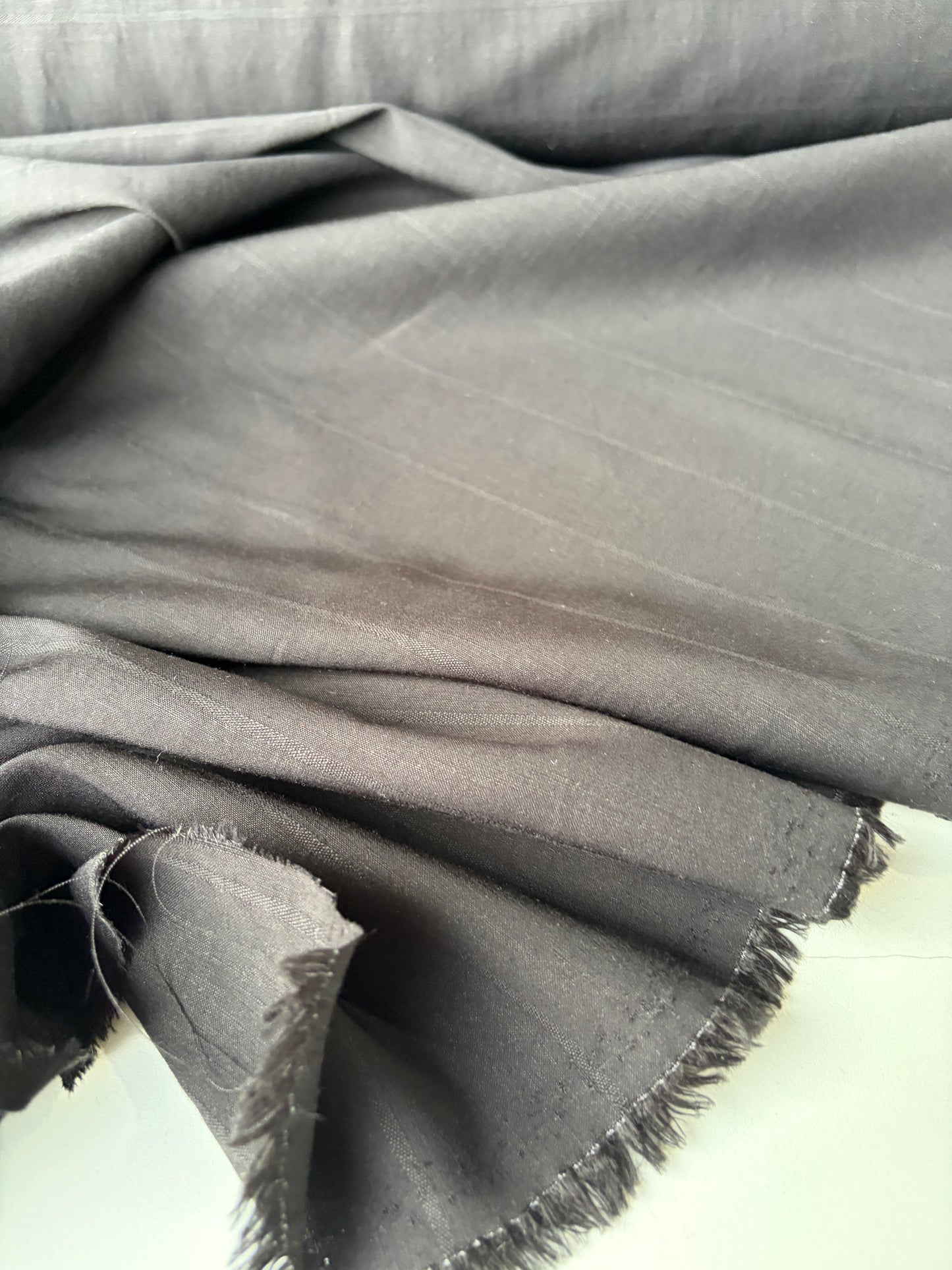 AMI 2.06 black tone on tone striped suiting fabric