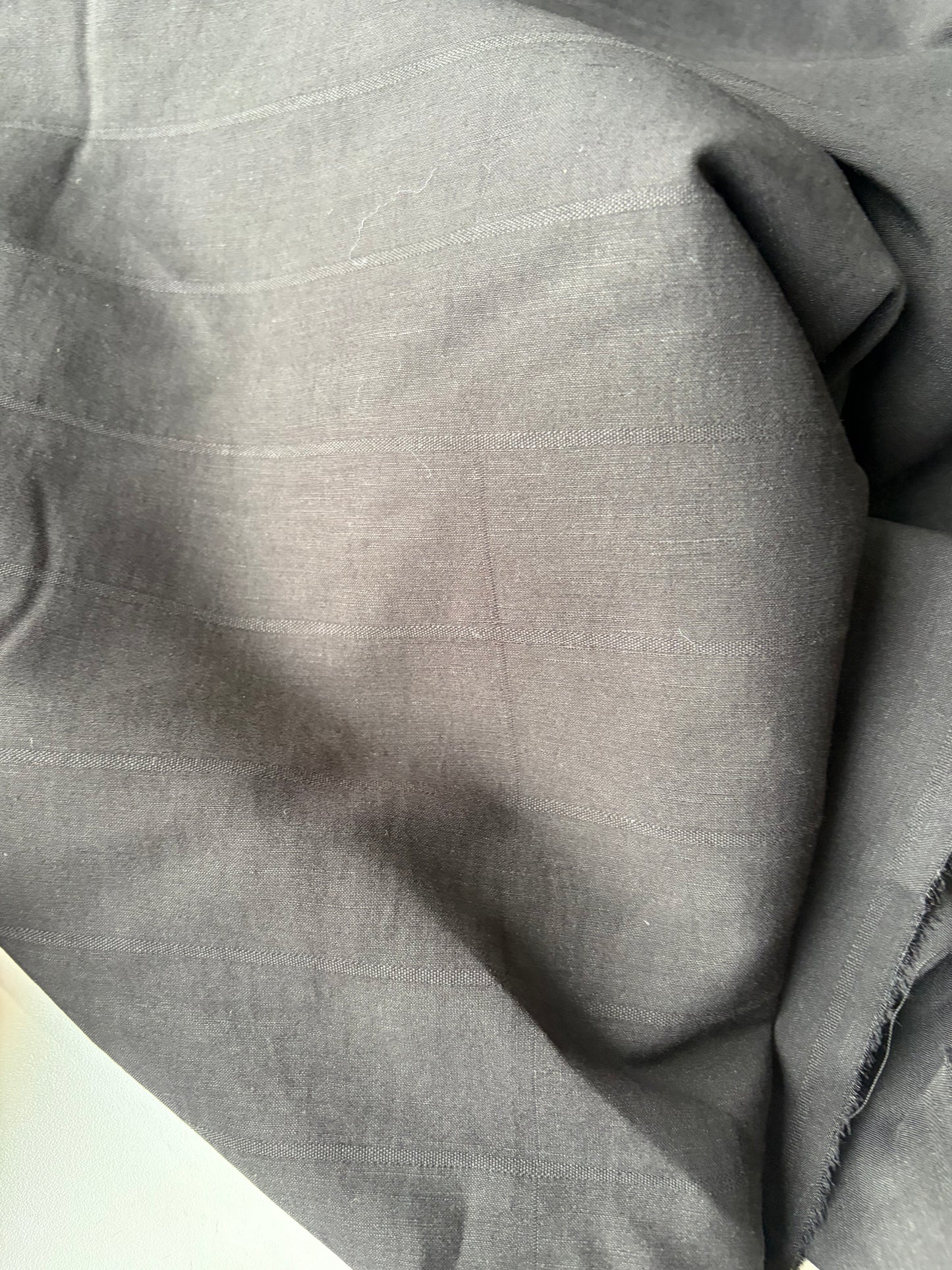 AMI 2.06 black tone on tone striped suiting fabric