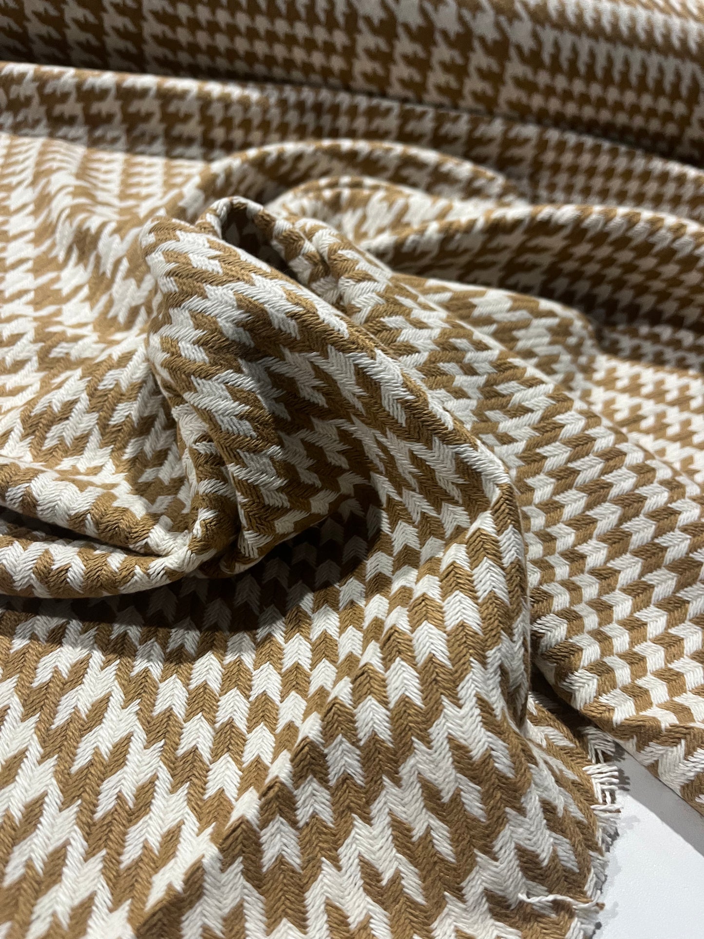 CARLOS 011 cotton tweed Chanel style check camel/white