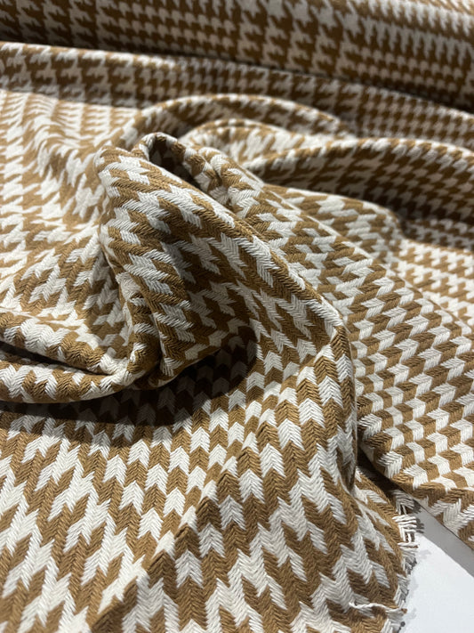 CARLOS 011 cotton tweed Chanel style check camel/white