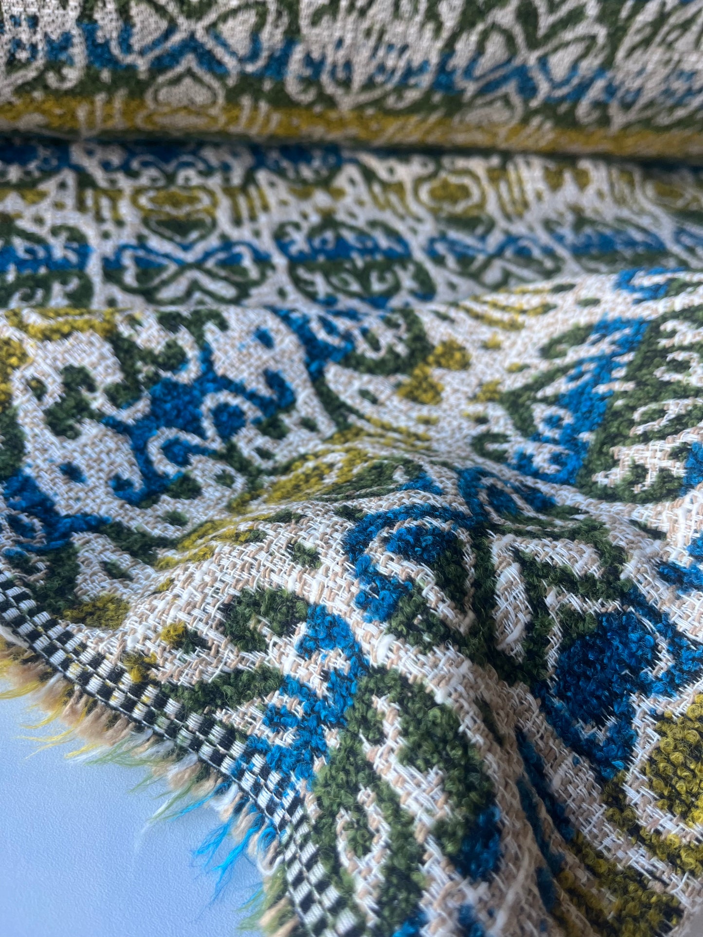 INGA 002  wool jacquard  petrol/green