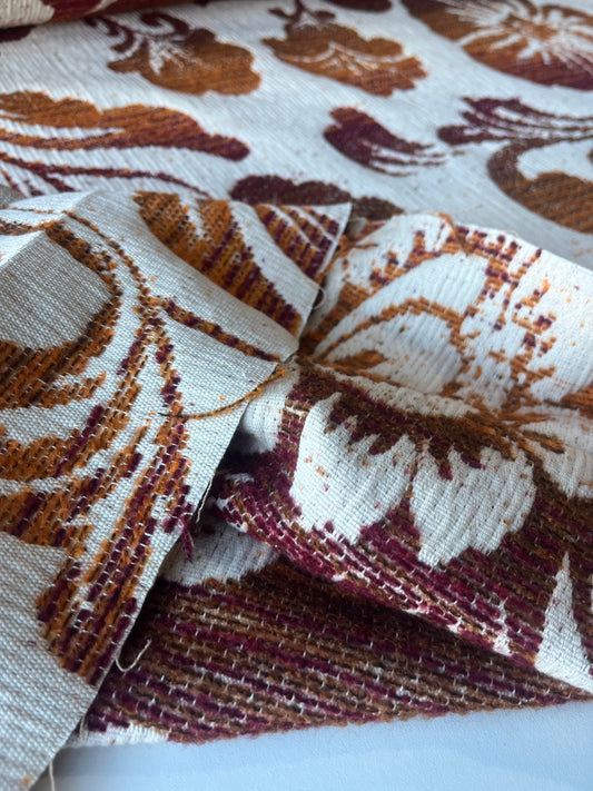 INGA 003  wool jacquard  orange/red giant flower