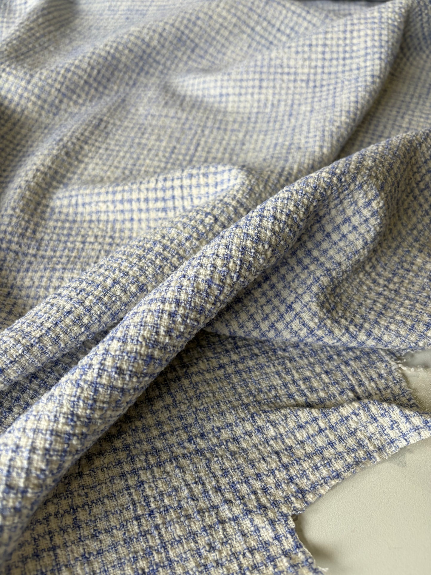 STAN 051 cotton tweed check light blue