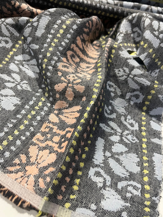 CARLOS 021 cotton jacquard lilac/yellow/pink