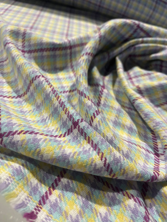 CARLOS 023 heavy cotton check yellow/lilac/purple