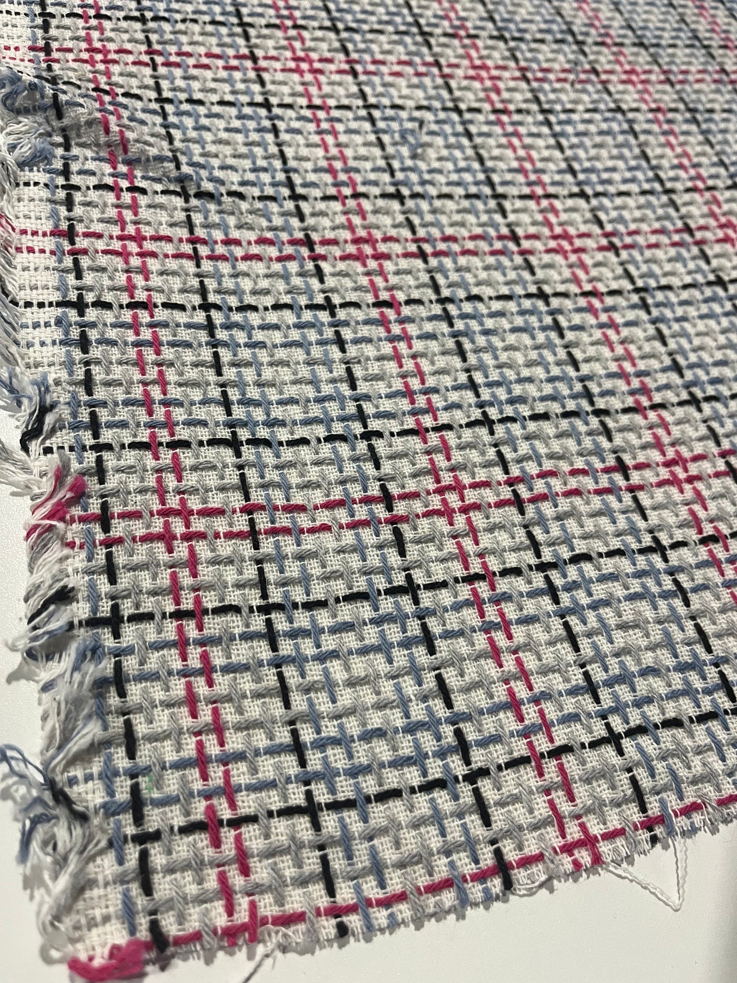 CARLOS 024 cotton tweed Chanel style check lilac/framboise