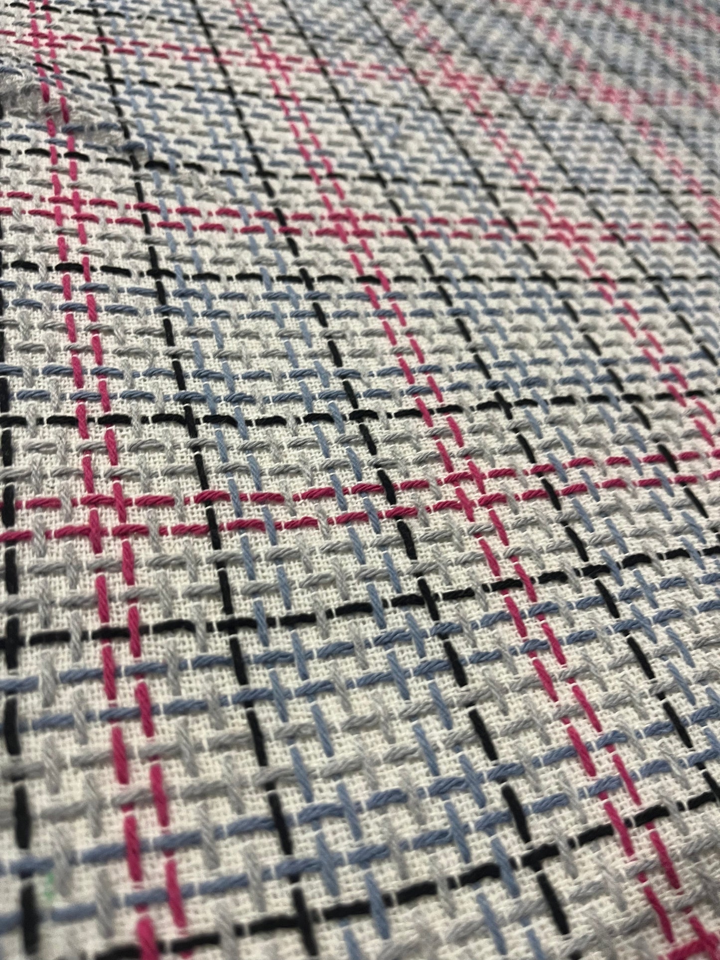 CARLOS 024 cotton tweed Chanel style check lilac/framboise