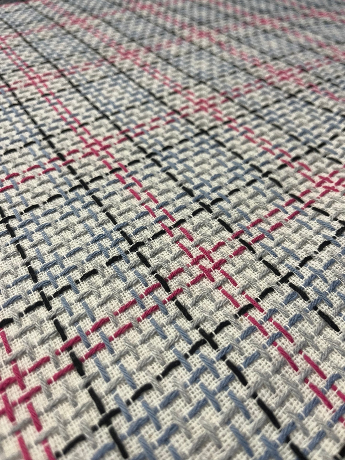 CARLOS 024 cotton tweed Chanel style check lilac/framboise