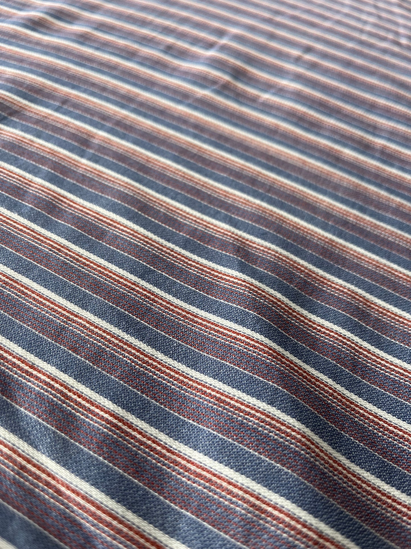 KRETA 002 washed stripes cotton indigo/brique/ecru