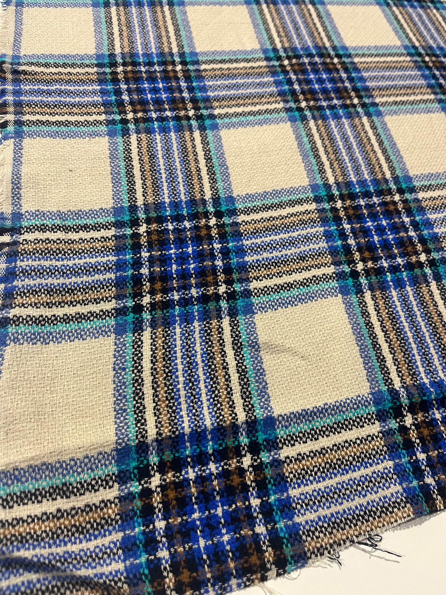 CARLOS 026 heavy cotton check ecru/cobalt blue