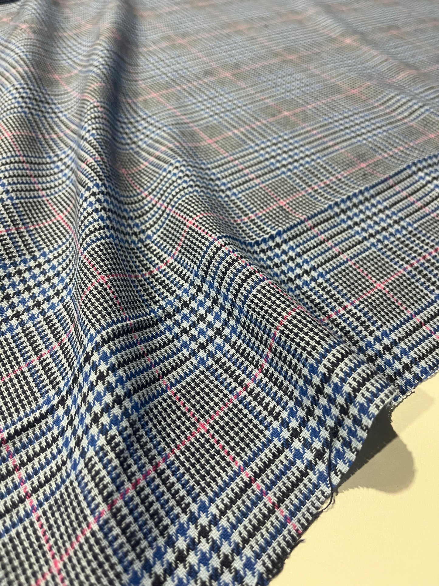 CARLOS 027 heavy cotton check Prince of Wales cobalt/navy