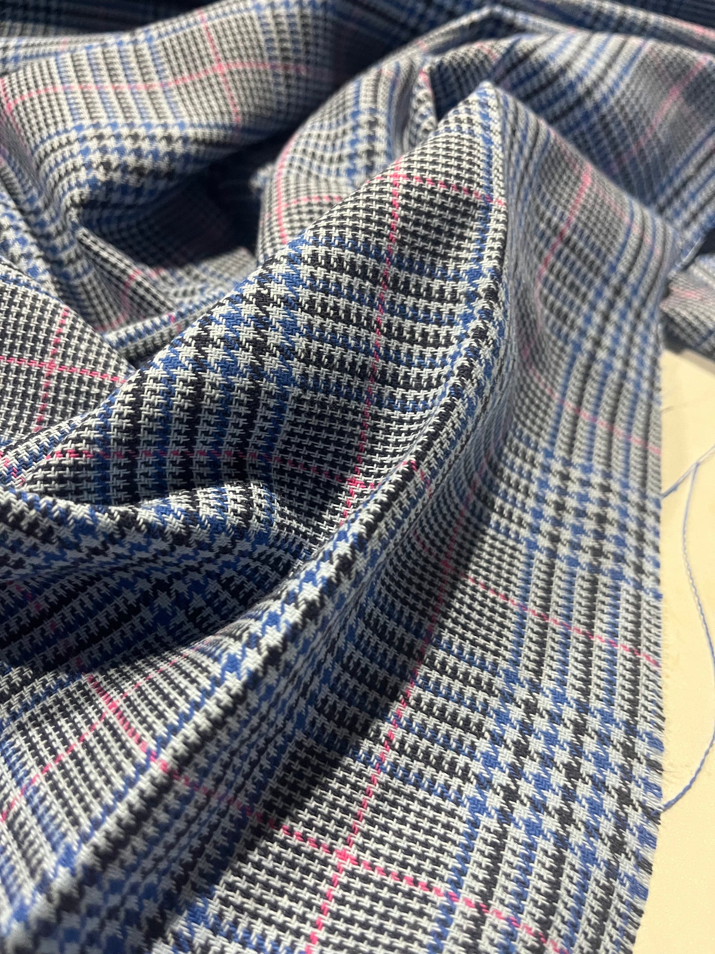 CARLOS 027 heavy cotton check Prince of Wales cobalt/navy