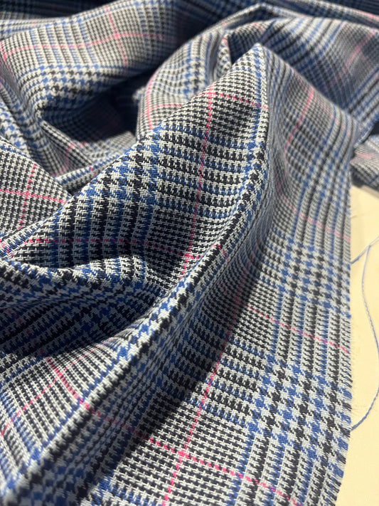 CARLOS 027 heavy cotton check Prince of Wales cobalt/navy