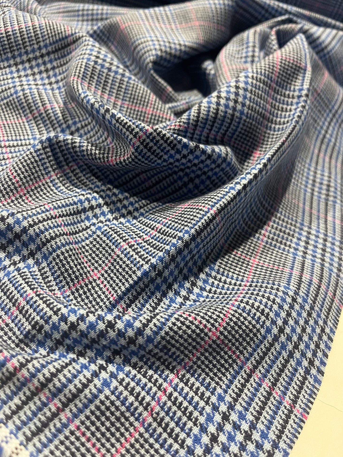 CARLOS 027 heavy cotton check Prince of Wales cobalt/navy