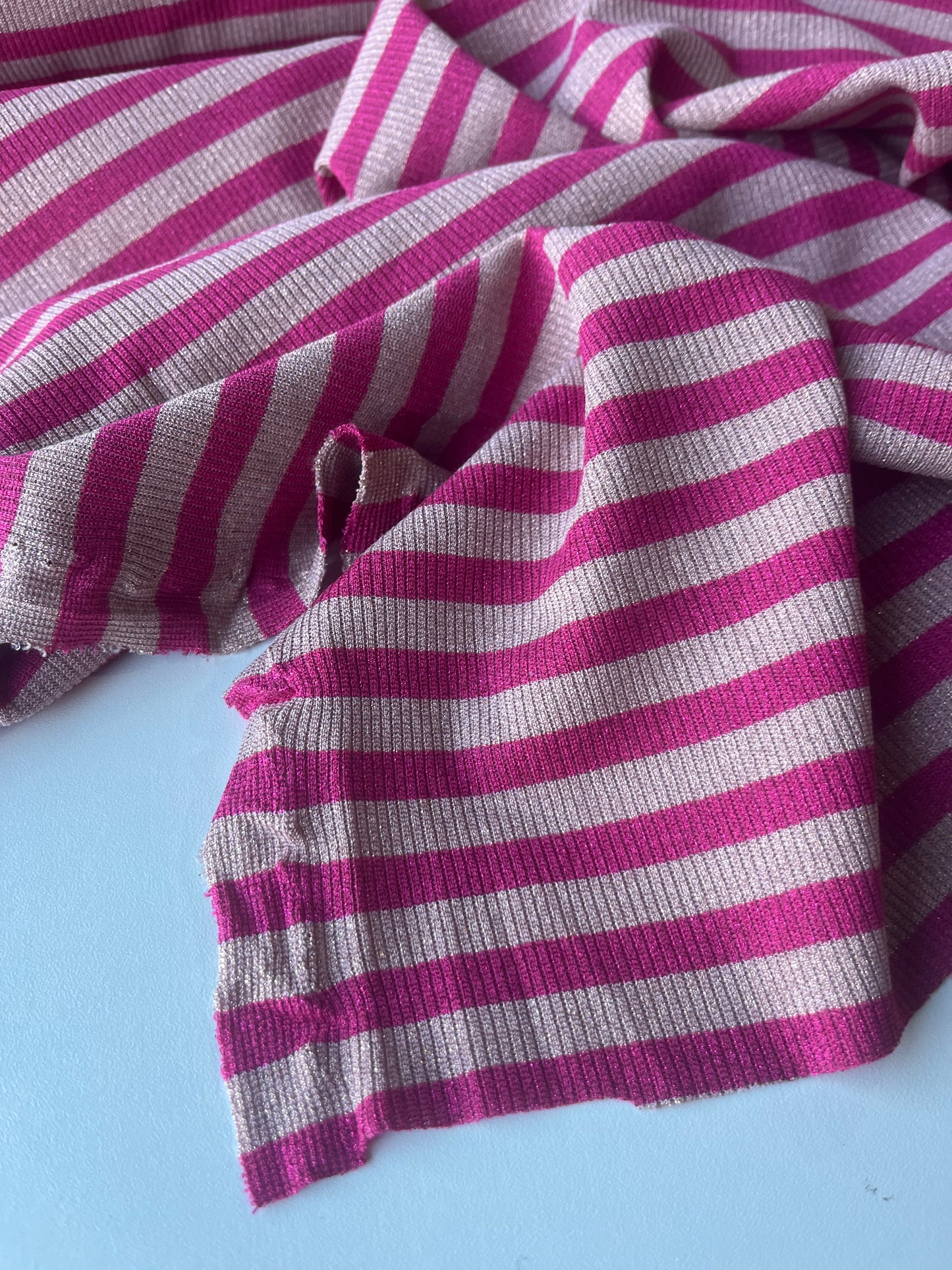 PORTIA 031 jersey rib 4/4 stripe with lurex