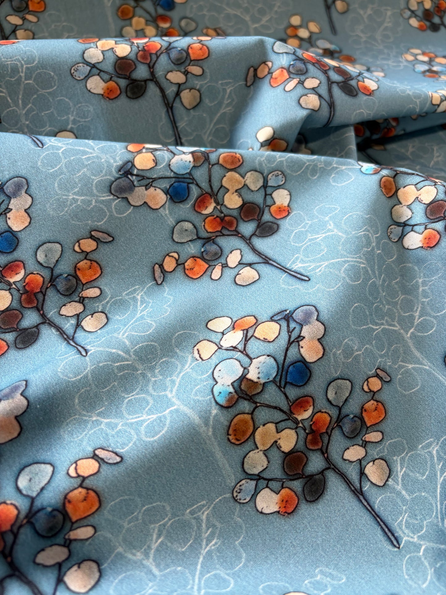 APU 001 light blue cotton poplin print