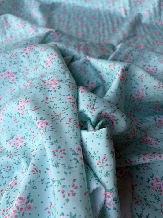 MAXIME 008 cotton voile flowers mint green