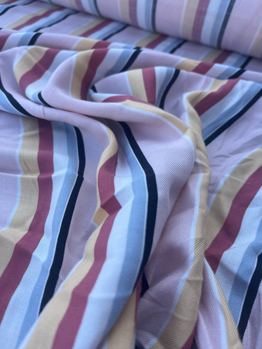 RW 067 viscose twill soft toned stripes