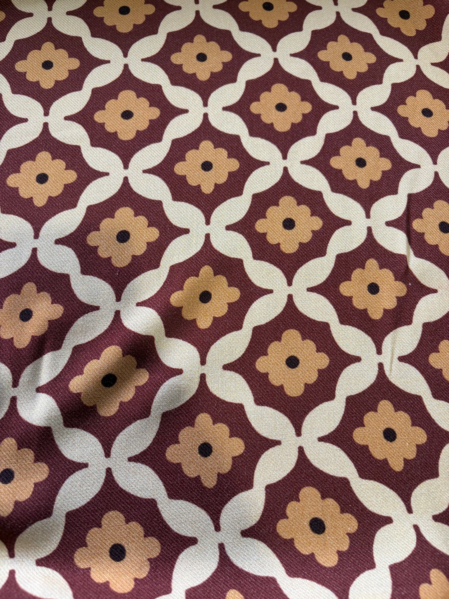 APU 004 brown/gold naive floral print viscose twill