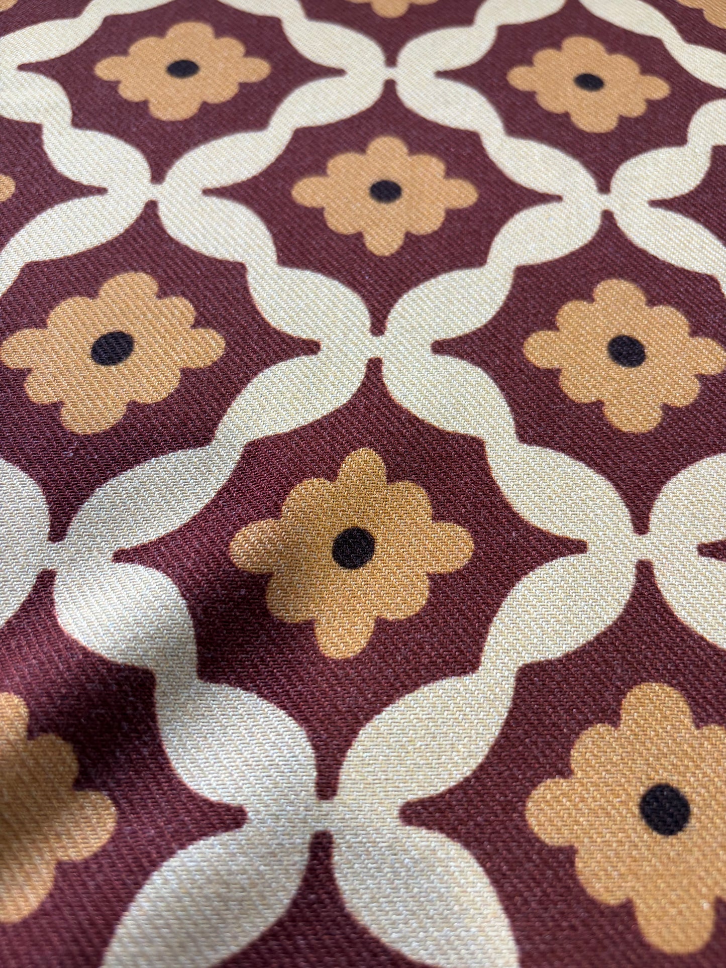 APU 004 brown/gold naive floral print viscose twill