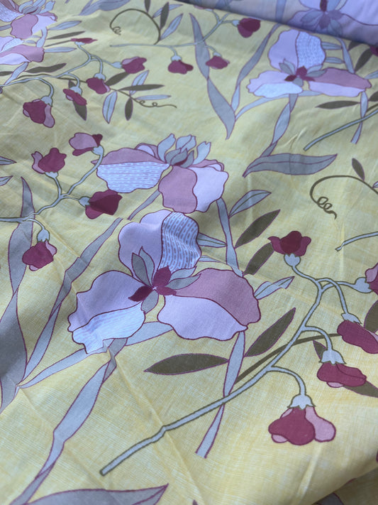 RW 068 poplin with yellow/pink flowers