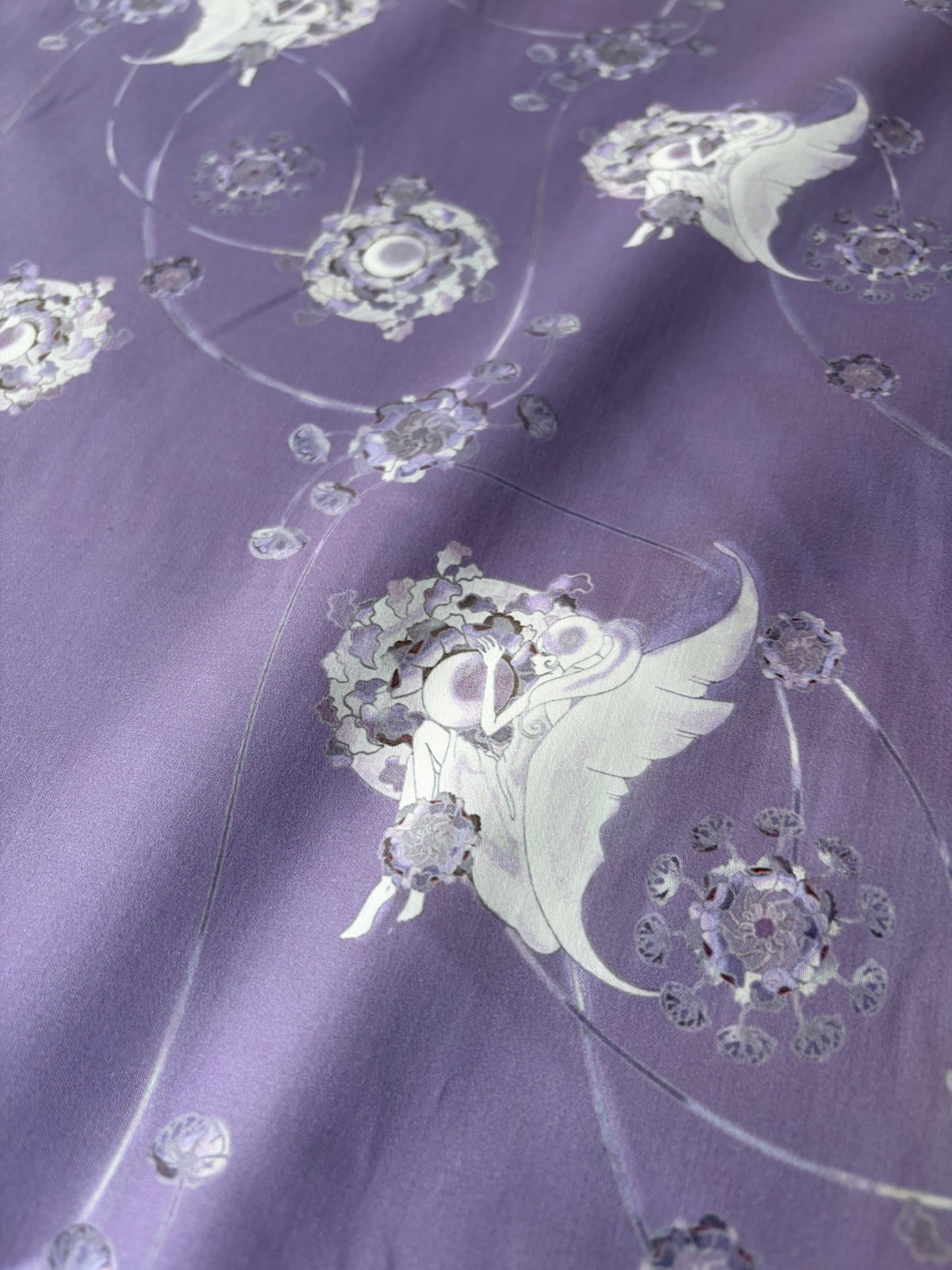 MAXIME 011  cotton satin stretch lilac flowerprint