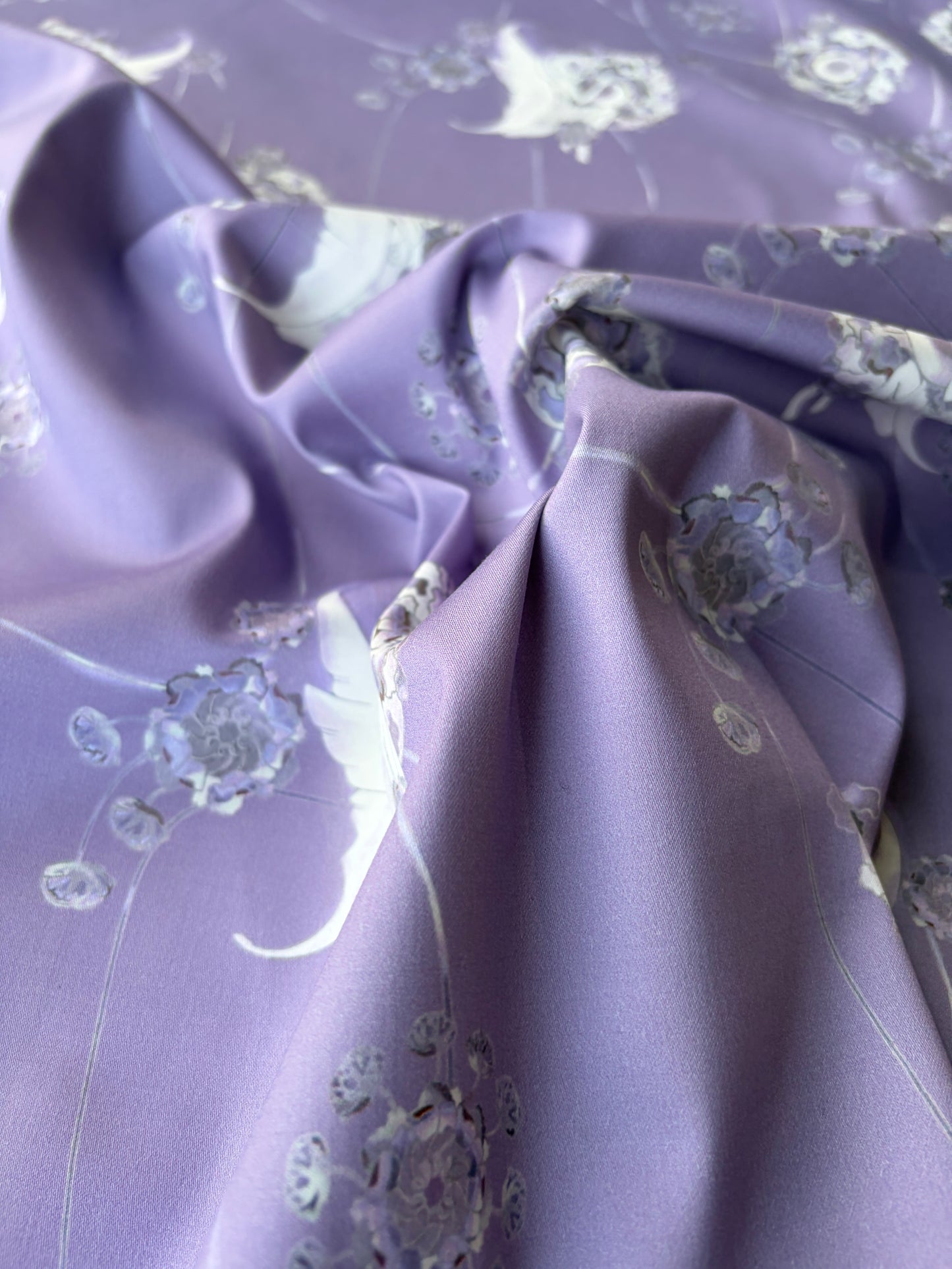 MAXIME 011  cotton satin stretch lilac flowerprint