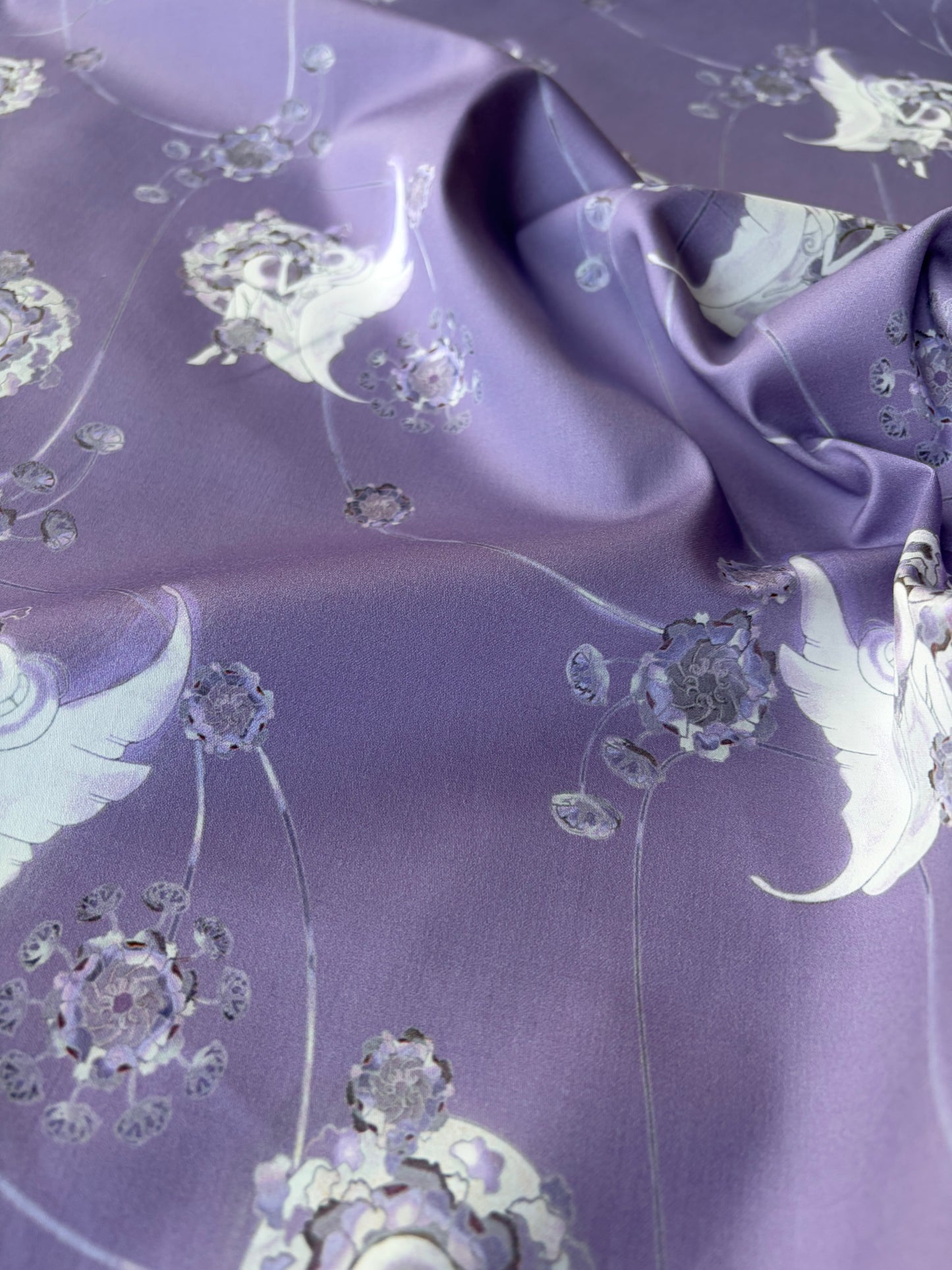 MAXIME 011  cotton satin stretch lilac flowerprint