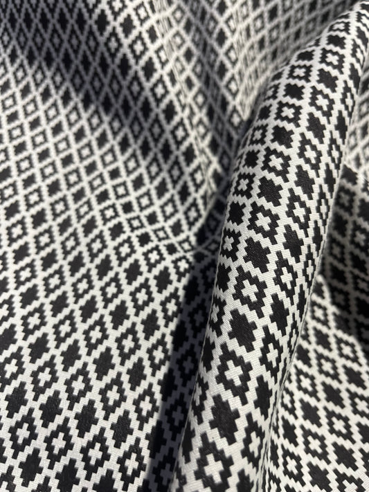 ALBA 021 cotton stretch jacquard geometrical design