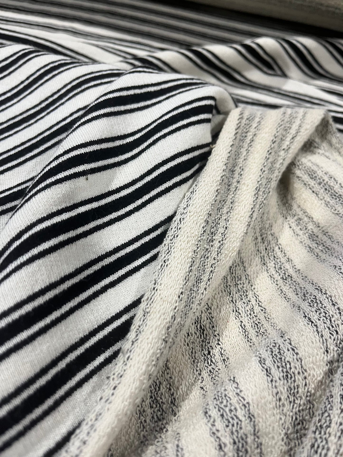 TERRY 001 Black/white striped French Terry