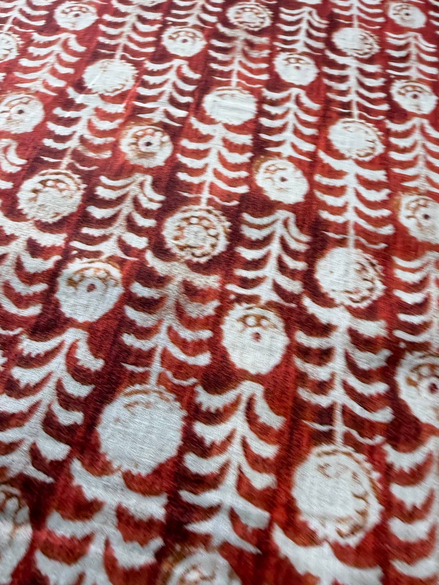 APU 009 rusty ikat flowers floral cotton voile