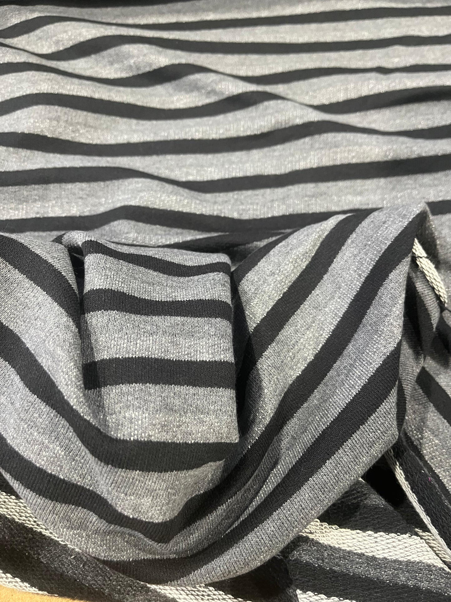 TERRY 003 Black/grey striped French Terry