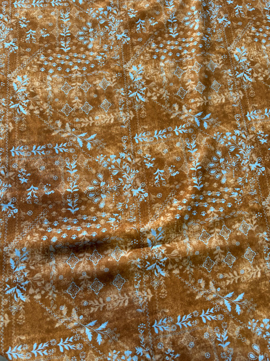 APU 013 brown/blue floral viscose