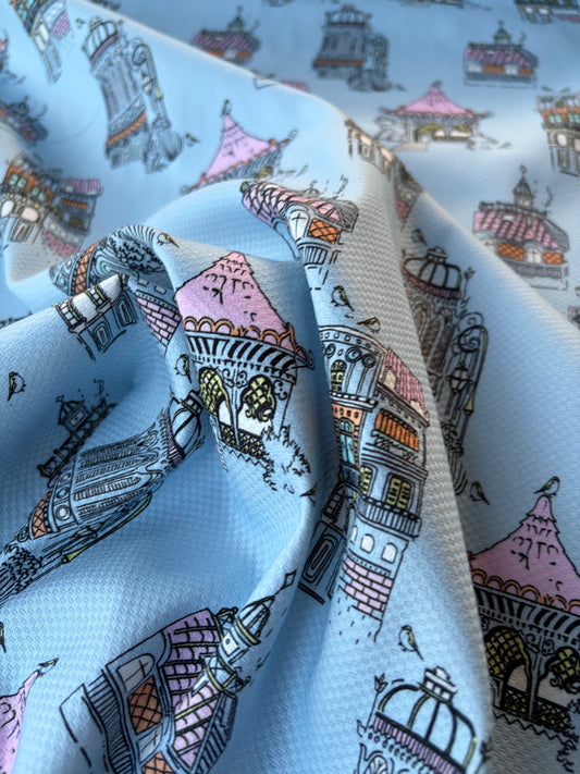 MAXIME 021  cotton piqué stretch "houses"