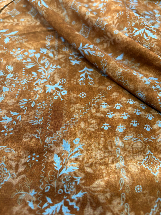 APU 013 brown/blue floral viscose