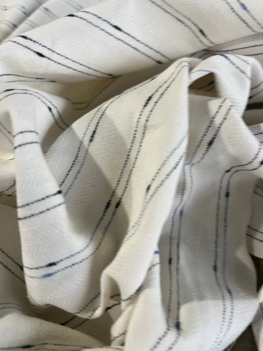 RAOUL 006 coloured white denim with slub stripes indigo