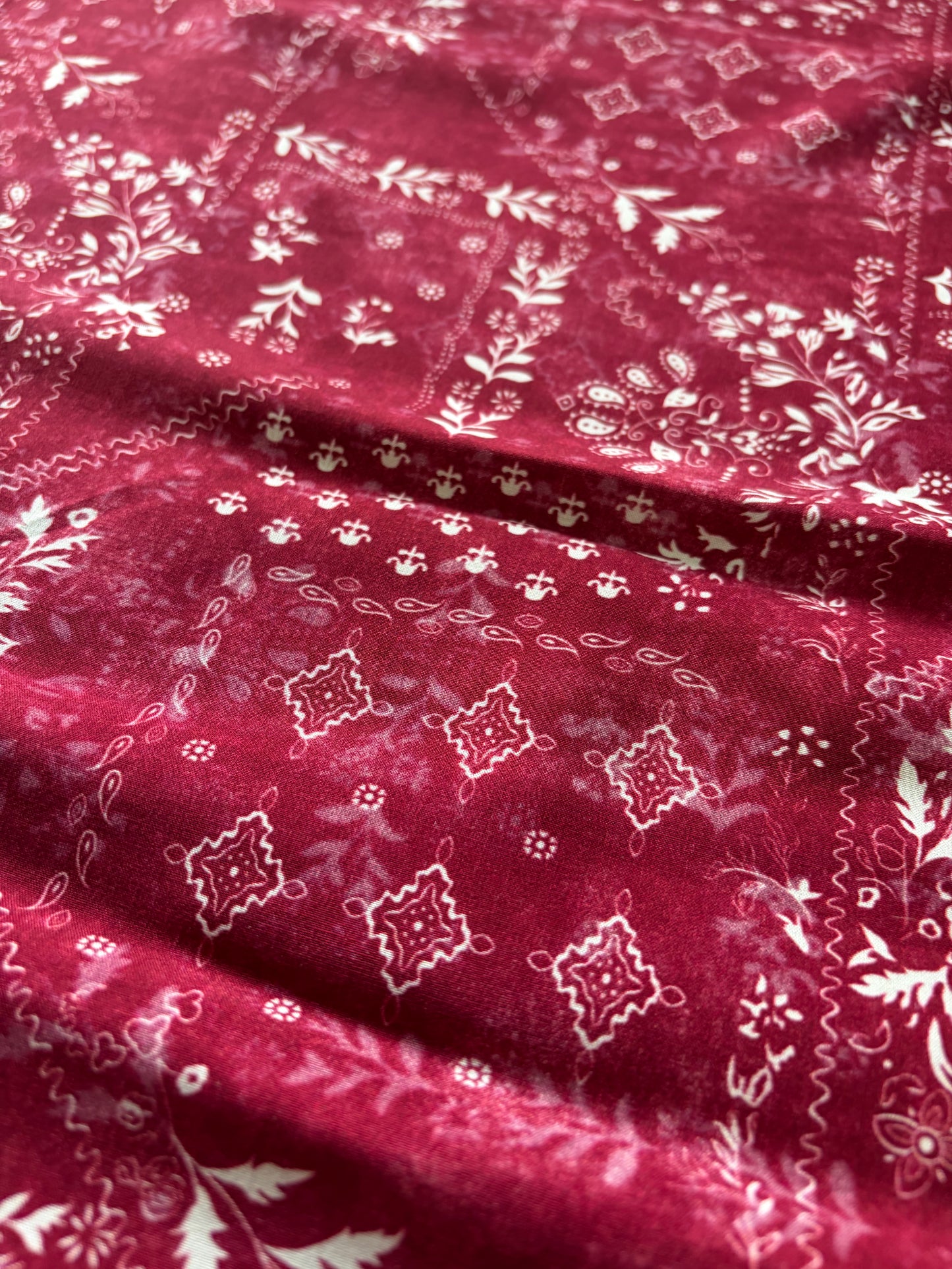APU 015 cherry  floral cotton voile
