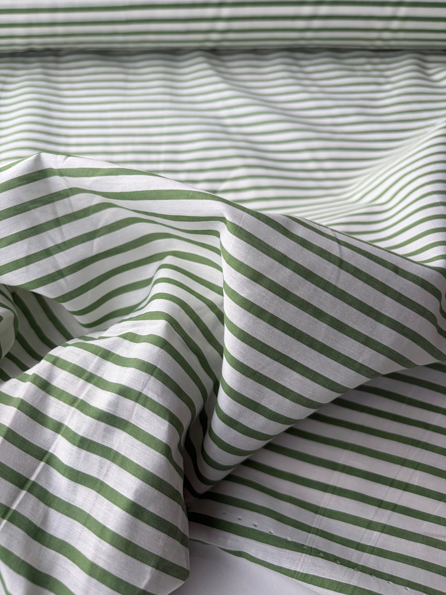 PC AMBRE 011 colourwoven cotton voile stripes white/green